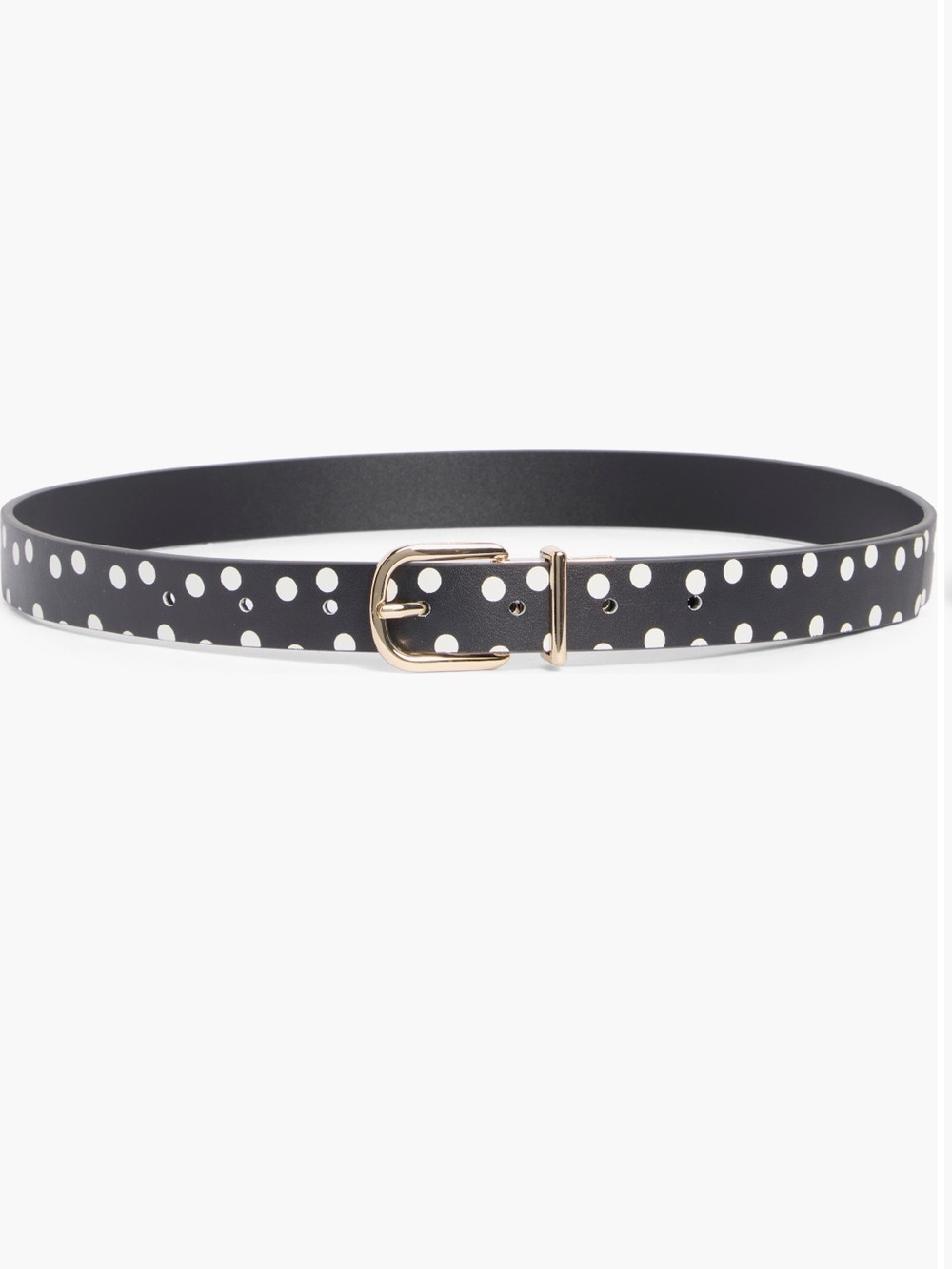 kate spade reversible Black and White Polka Dot Belt with Gold Buckle